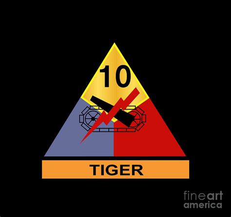 Army 10th Armored Division Tiger Wo Txt Digital Art By Tom Adkins