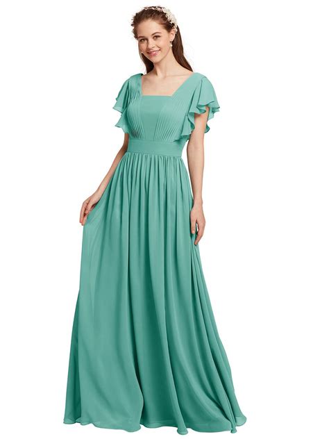 Aw Bridal Chiffon Bridesmaid Dresses With Butterfly Sleeves Plus Size Maxi Prom Dresses Long