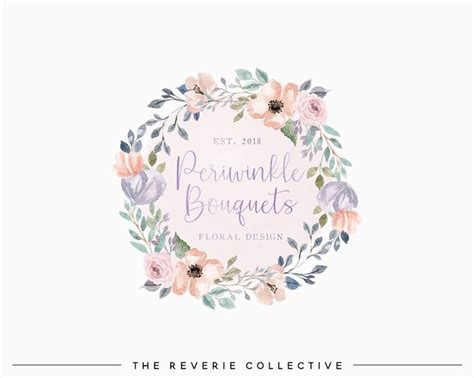 Floral Wreath Logo Watercolor Logo Whimsical Logo Pastel Etsy In 2020