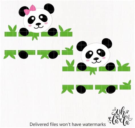 Pandas Svg Cute Panda Svg Panda Split Monogram Svg Pandas Etsy
