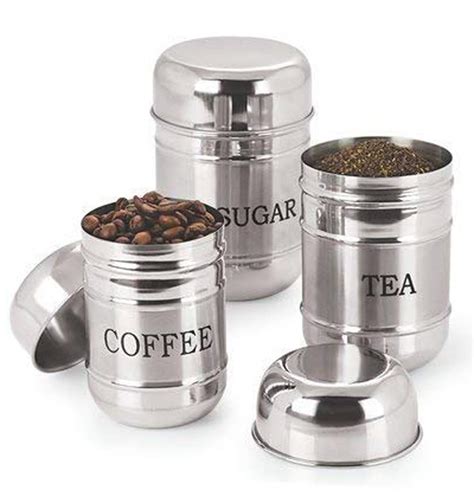 kuber industries 3 pieces stainless steel tea coffee and sugar container set 500ml 300ml 200