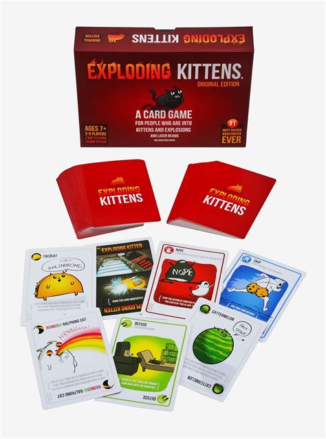 Original edition of all time (red box) / high quality texture card. Exploding Kittens Card Game | Exploding kittens card game ...