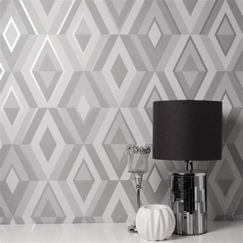 Fine Decor Shard Geometric Wallpaper Fd42606 Greysilver