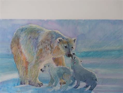 Feeding Polar Cubs Painting By Lisa Mcknett Fine Art America