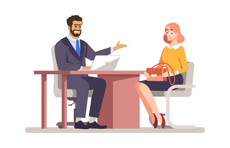 Job Interview Flat Vector Illustration Employer Hiring Worker Cartoon