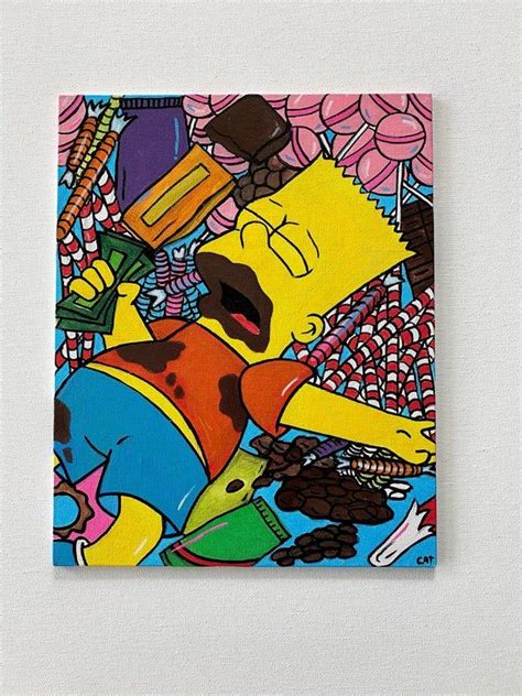 10x8 Bart Simpson Candies Background Acrylic On Canvas Board