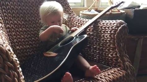 Baby Plays Dads Guitar Youtube