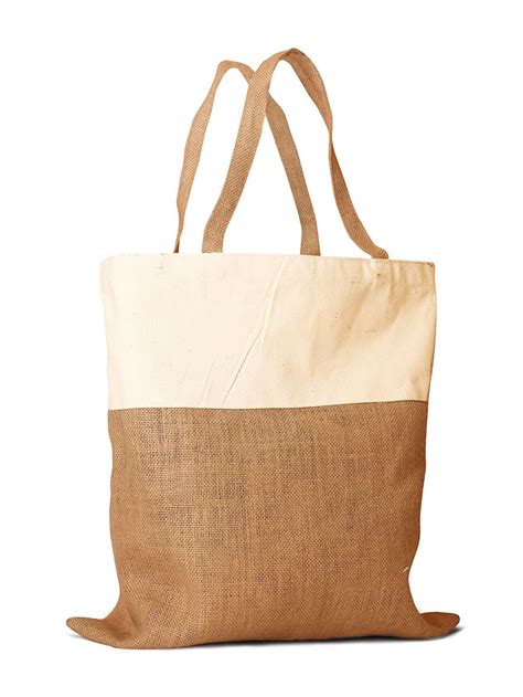 Pack Of 12 Unlaminated Jute Burlap And Cotton Shopping Tote Bag With