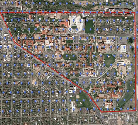 Map Of University Of Colorado And 100m Uniform Equilateral Triangular