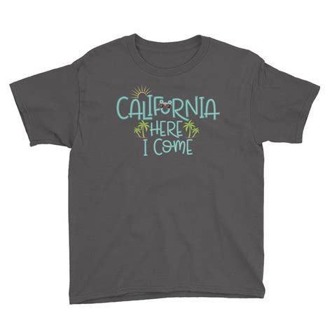 California Here I Come Youth Short Sleeve T Shirt In Charcoal Black