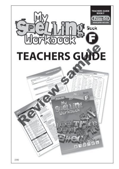 Pr 2292ire My Spelling Workbook Teacher Guide Book F