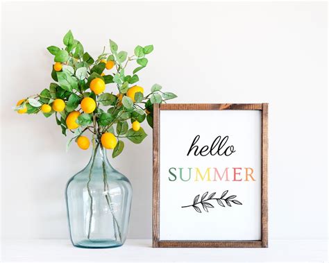 Hello Summer Printable Sign Summer Word Art Seasonal Sign Etsy
