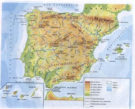 Este Mapa Muestra Las Unidades Del Relieve Español Sistemas Montañosos