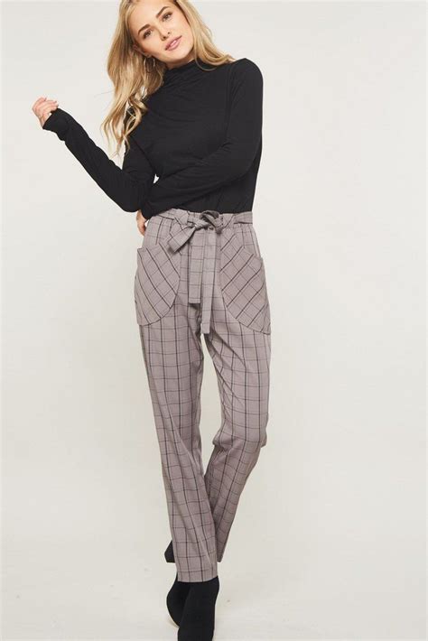 Crossing The Line Cropped Plaid Belted Pants Belted Pants Pants