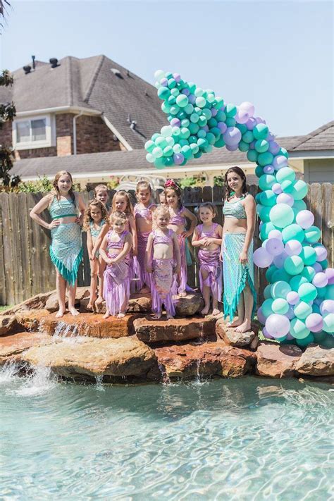 Mermaid Tail Balloon Installation From A Shimmering Mermaid Birthday Party On Karas Party Ideas