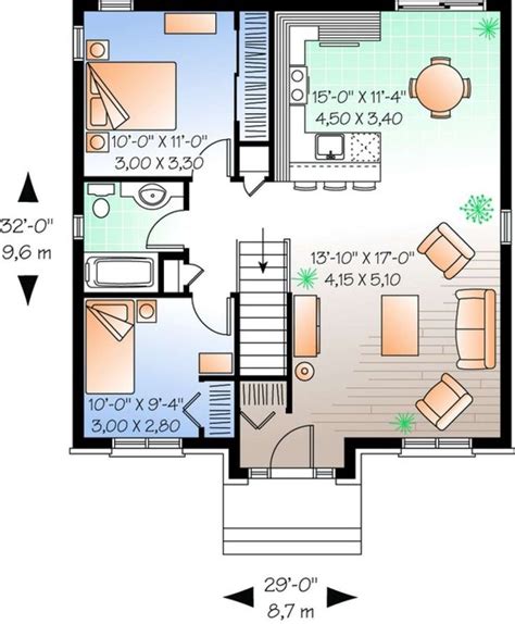 House Plan 034 00620 Narrow Lot Plan 888 Square Feet 2 Bedrooms 1