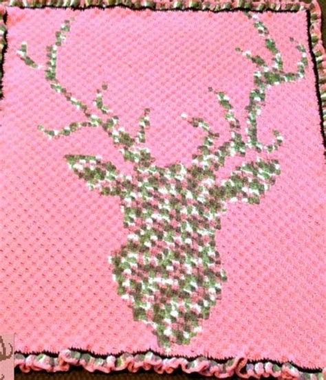 Pink Camo Deer Afghan Crochet Pattern By Kim L In 2021 Afghan Crochet