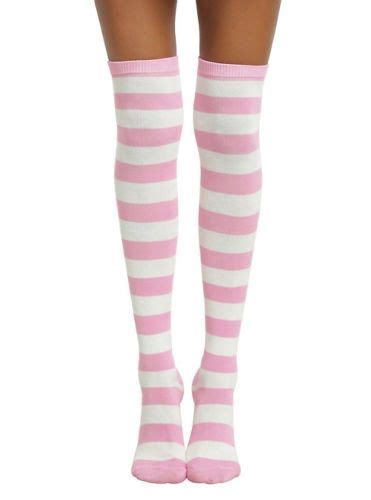 Pink And White Striped Over The Knee Socks Costume Thigh High Ladies Costume Over The Knee