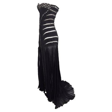 Geoffrey Beene Runway Black Wool Silk Embroidered Sequin Evening Dress