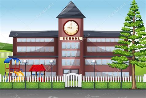 School Building And Playground Stock Vector Image By ©blueringmedia