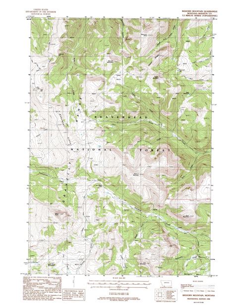 Bighorn Mountain Topographic Map 124000 Scale Montana