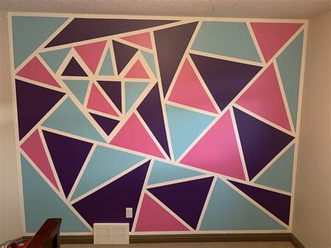 Triangle Feature Wall Geometric Wall Paint Wall Paint Patterns Blue