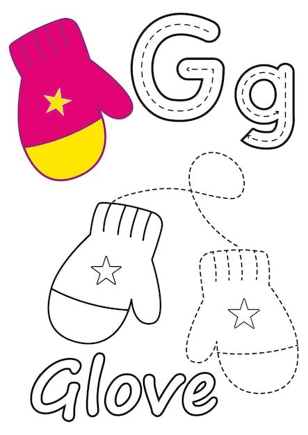 Premium Vector Coloring Pages Of The Glove And The Letter G Suitable
