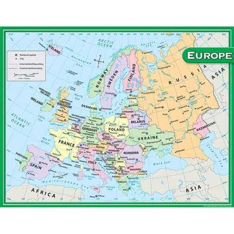 Teacher Created Resources Europe Map Chart 1659 Picclick