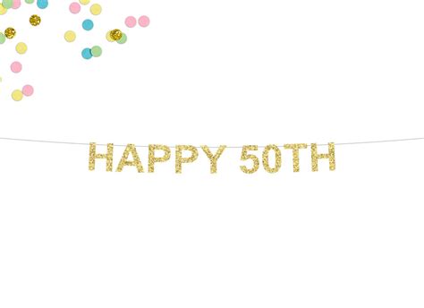 Happy 50th Glitter Banner 50th Birthday Banner Birthday Etsy