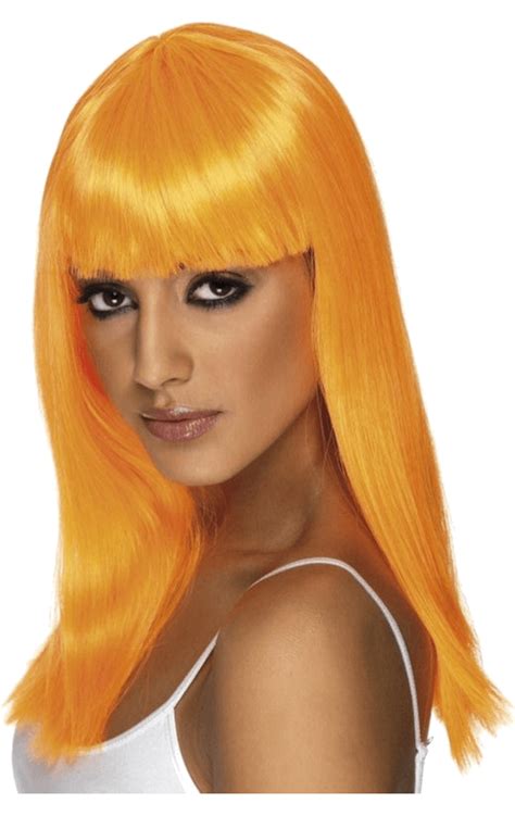 Adult Glamourama Wig Neon Orange Uk