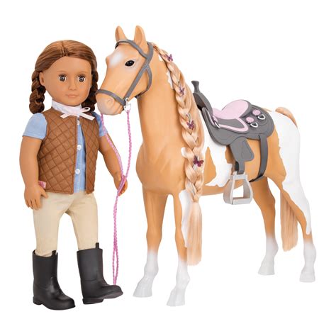 Our Generation 8 Piece Equestrian 18” Blonde Doll And Palomino Paint