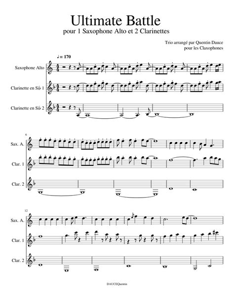Ultimate Battle Sheet Music For Clarinet Alto Saxophone Download