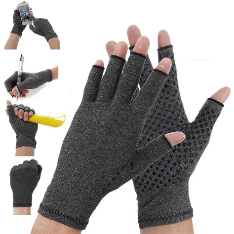 A Pair Anti Arthritis Gloves Fingerless Pain Relief Textured Open