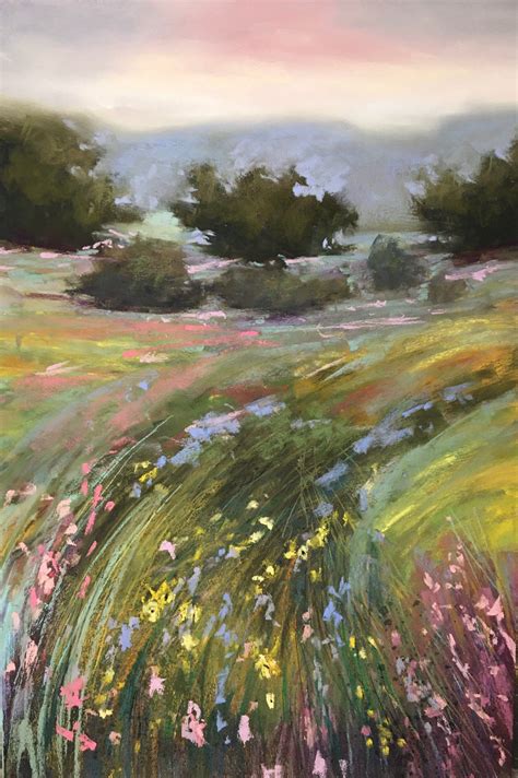 Springtime Wildflower Floral Meadow Original Landscape Pastel Etsy