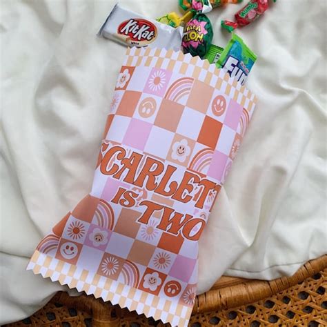 Two Groovy Candy Treat Bag Hippie Chip Bags Boho Groovy Etsy