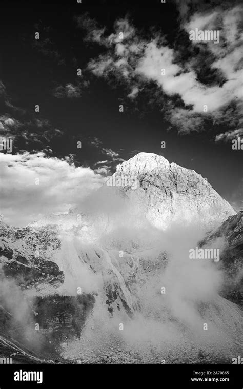 Mountain Peak Above Clouds Black And White Monochrome Fine Art