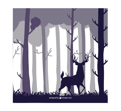 Deer Forest Silhouette Illustration - Forest trees deer,Silhouette ...