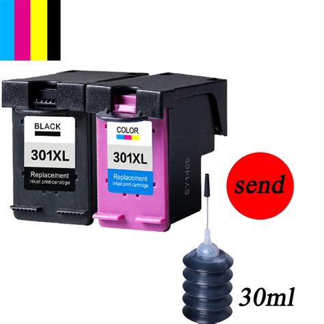 2 Pack 301xl Ink Cartridge Replacement For Hp301 301xl Ch563ee Ch564ee For Deskjet 1000 1050