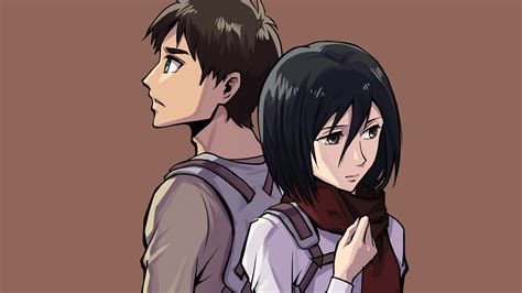 attack on titan mikasa and eren wallpaper