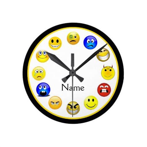 The clock emojis are analog clocks with an hour hand and a minute hand. Emoji Funny Faces Face Wall Clock | Zazzle.com (With ...