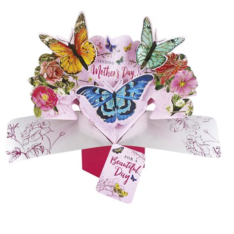 Mothers Day Butterflies Pop Up Greeting Card Cards Belated Birthday Wife Birthday Happy