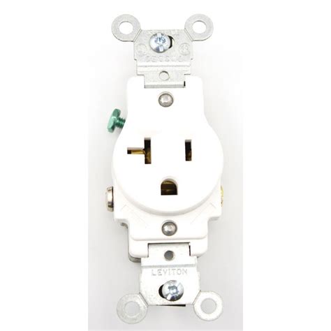Leviton 20 Amp Commercial Grade Grounding Single Outlet White 5801 W