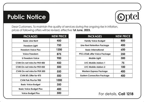 Prices Of Ptcl Services Will Be Revised June 2023 Public Notice