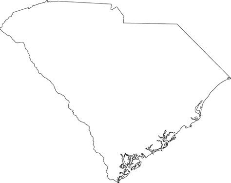 South Carolina Outline Map Physical Map South Carolina Outline