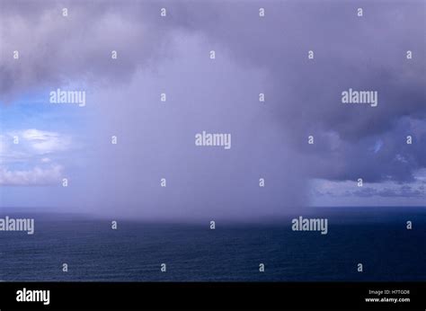 Rain Storm At Sea Stock Photo Alamy