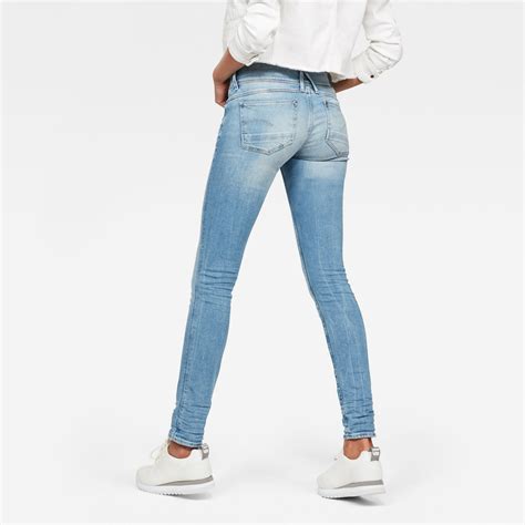 Lynn Mid Waist Skinny Jeans Medium Blue G Star Raw