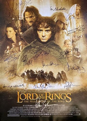 The Lord Of The Rings Fellowship Movie Poster Signed By 12 With Coa