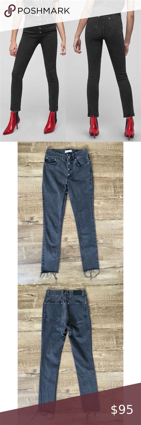 Anine Bing Button Fly Raw Hem Frida Skinny Jean 24 Womens Jeans