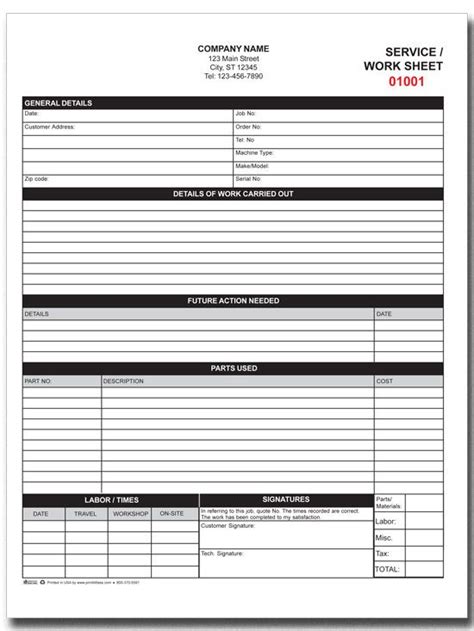 Generic Work Order Form Printable Download Blank Purchase Order Form