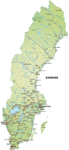 Map Of Sweden With Transport Network In Pastel Green Royalty Free